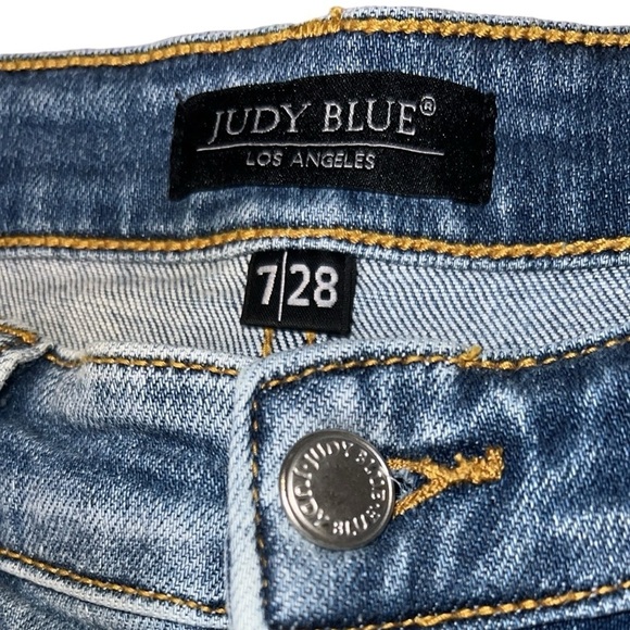 {EUC Judy Blue Christine Rainbow Paint Splatter Boyfriend Distressed Jeans 7/28} - Picture 11 of 16